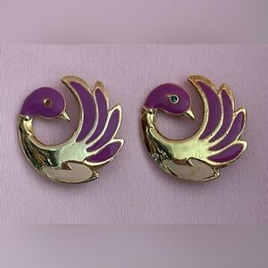 Gold Tone and Purple Bird Pin/Brooch